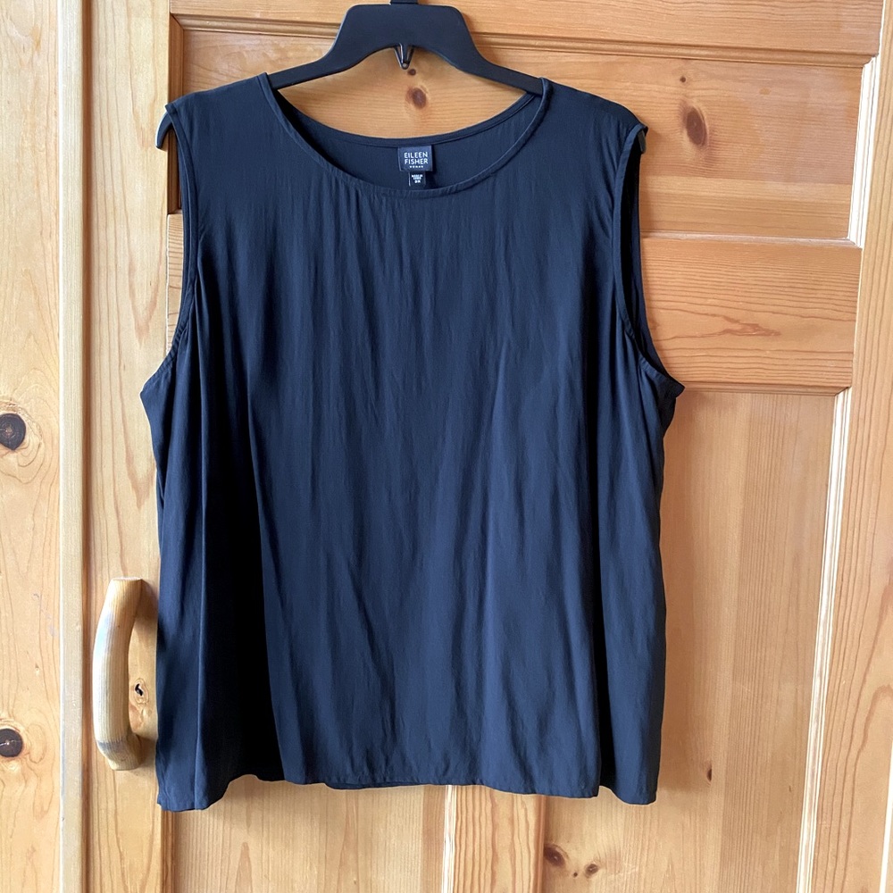 Eileen Fisher black silk shell blouse 3X